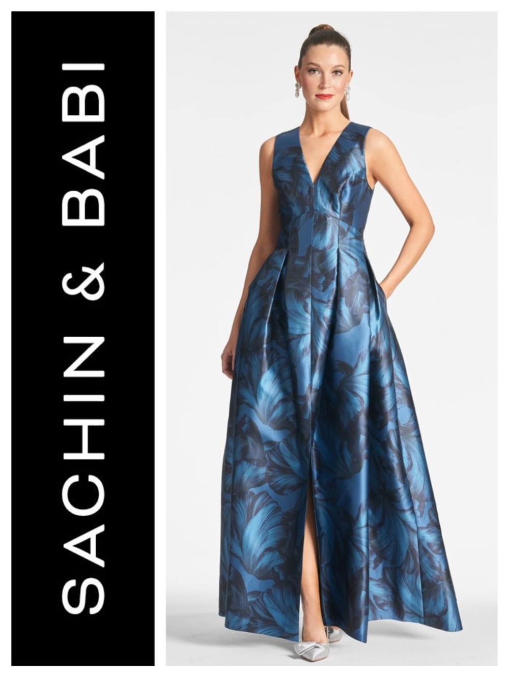 SACHIN & BABI Brooke Mikado Gown In Tonal Petal